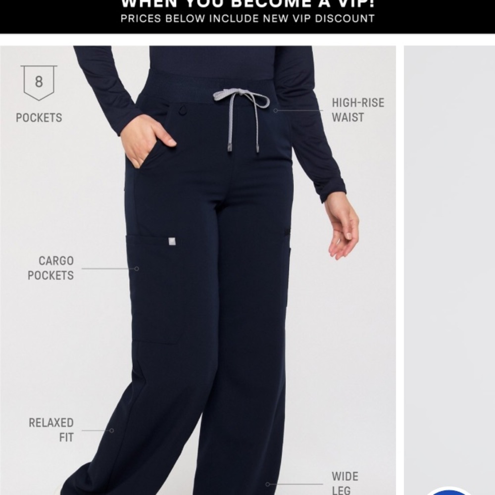Women's Navy High-Rise  Scrub Pants